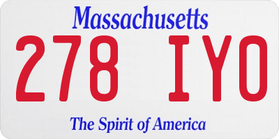 MA license plate 278IY0