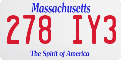 MA license plate 278IY3