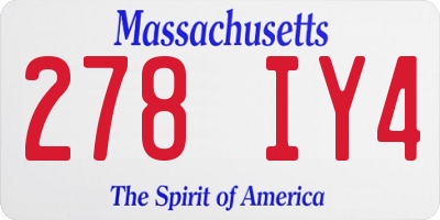 MA license plate 278IY4