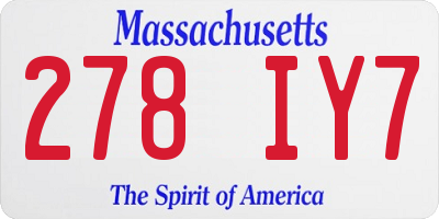 MA license plate 278IY7