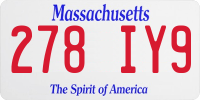 MA license plate 278IY9