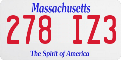 MA license plate 278IZ3