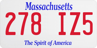MA license plate 278IZ5