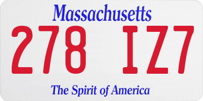MA license plate 278IZ7