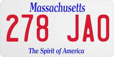 MA license plate 278JA0