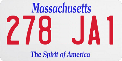 MA license plate 278JA1