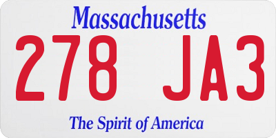 MA license plate 278JA3