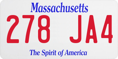 MA license plate 278JA4