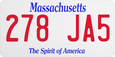 MA license plate 278JA5