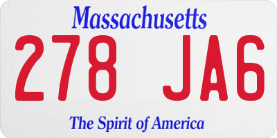 MA license plate 278JA6