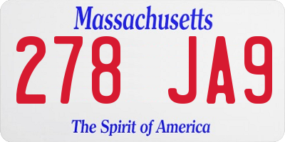 MA license plate 278JA9