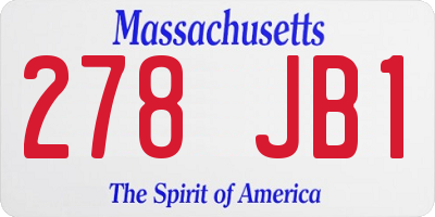 MA license plate 278JB1