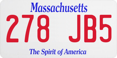 MA license plate 278JB5