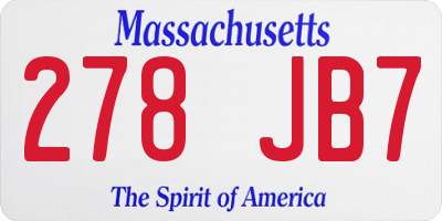 MA license plate 278JB7