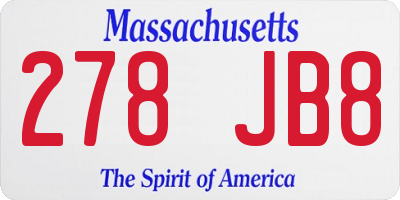 MA license plate 278JB8