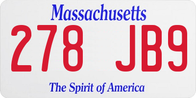 MA license plate 278JB9