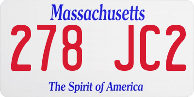MA license plate 278JC2