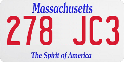 MA license plate 278JC3
