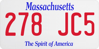 MA license plate 278JC5