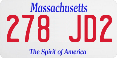 MA license plate 278JD2
