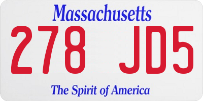 MA license plate 278JD5