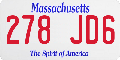 MA license plate 278JD6