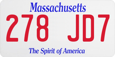 MA license plate 278JD7
