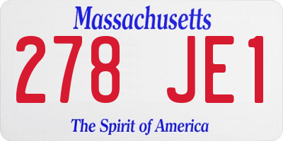 MA license plate 278JE1
