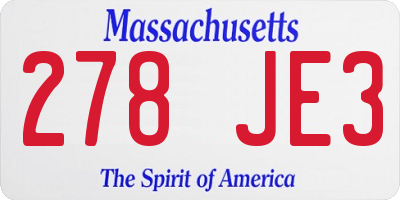 MA license plate 278JE3