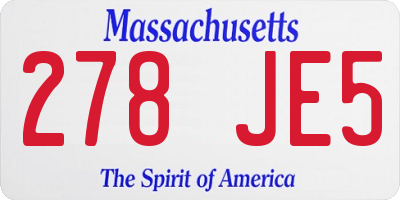 MA license plate 278JE5