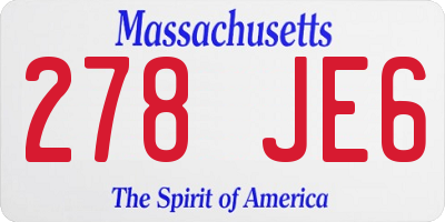 MA license plate 278JE6