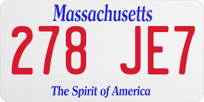 MA license plate 278JE7