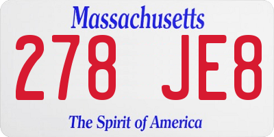 MA license plate 278JE8