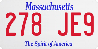 MA license plate 278JE9