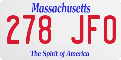 MA license plate 278JF0