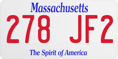 MA license plate 278JF2