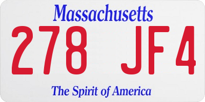 MA license plate 278JF4