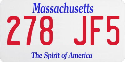MA license plate 278JF5
