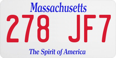 MA license plate 278JF7