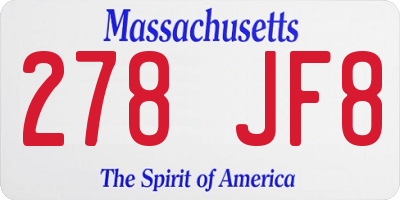 MA license plate 278JF8