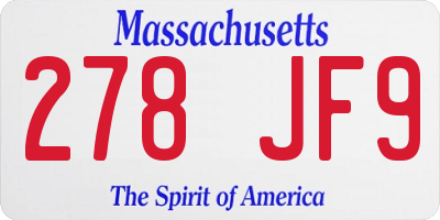 MA license plate 278JF9