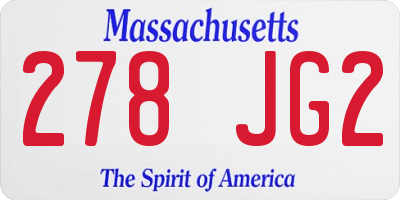 MA license plate 278JG2