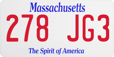 MA license plate 278JG3