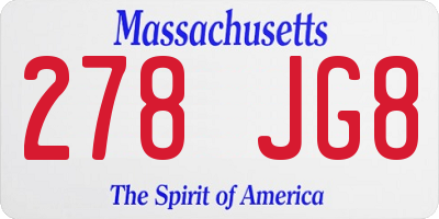 MA license plate 278JG8