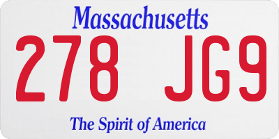 MA license plate 278JG9