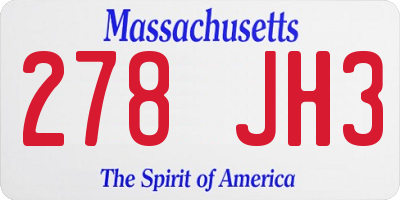 MA license plate 278JH3