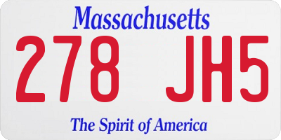 MA license plate 278JH5