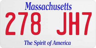MA license plate 278JH7