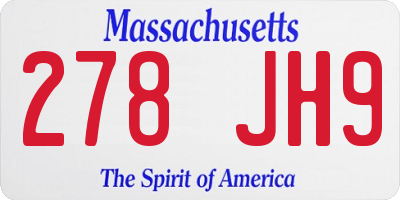MA license plate 278JH9