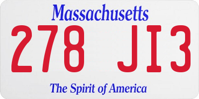 MA license plate 278JI3